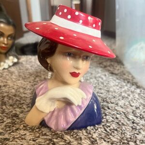 Red and Purple Ceramic Lady Figurine